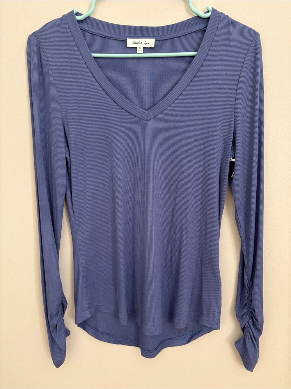 Another Love Blue V-Neck Long Sleeve Top NWOTS